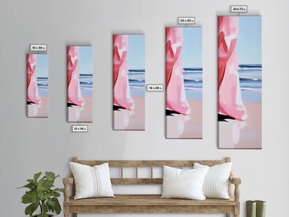Windswept Dress, Ocean Breeze Art, Soft Pastel Coastal Decor, Feminine Beach Aesthetic, Modern Abstract Art, Canvas Print, Bedroom Wall Art