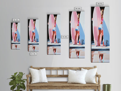 Surf Girl, Beach Aesthetic, Retro Coastal, Sun Kissed Art, Vibrant Summer Decor, Modern Framed Canvas Print, Ocean Lover Gift, Boho Style