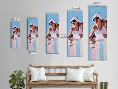 Ski Girl, Winter Adventure, Sporty Aesthetic, Snowy Mountain Art, Outdoor Enthusiast Gift, Framed Canvas Print, Modern Wall Decor