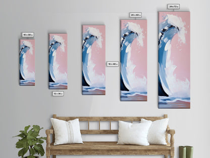Pink Wave, Surfing Wall Art, Coastal Energy, Abstract Seascape, Ocean Motion, Beach Inspired Framed Canvas Print, Minimalist Home Decor