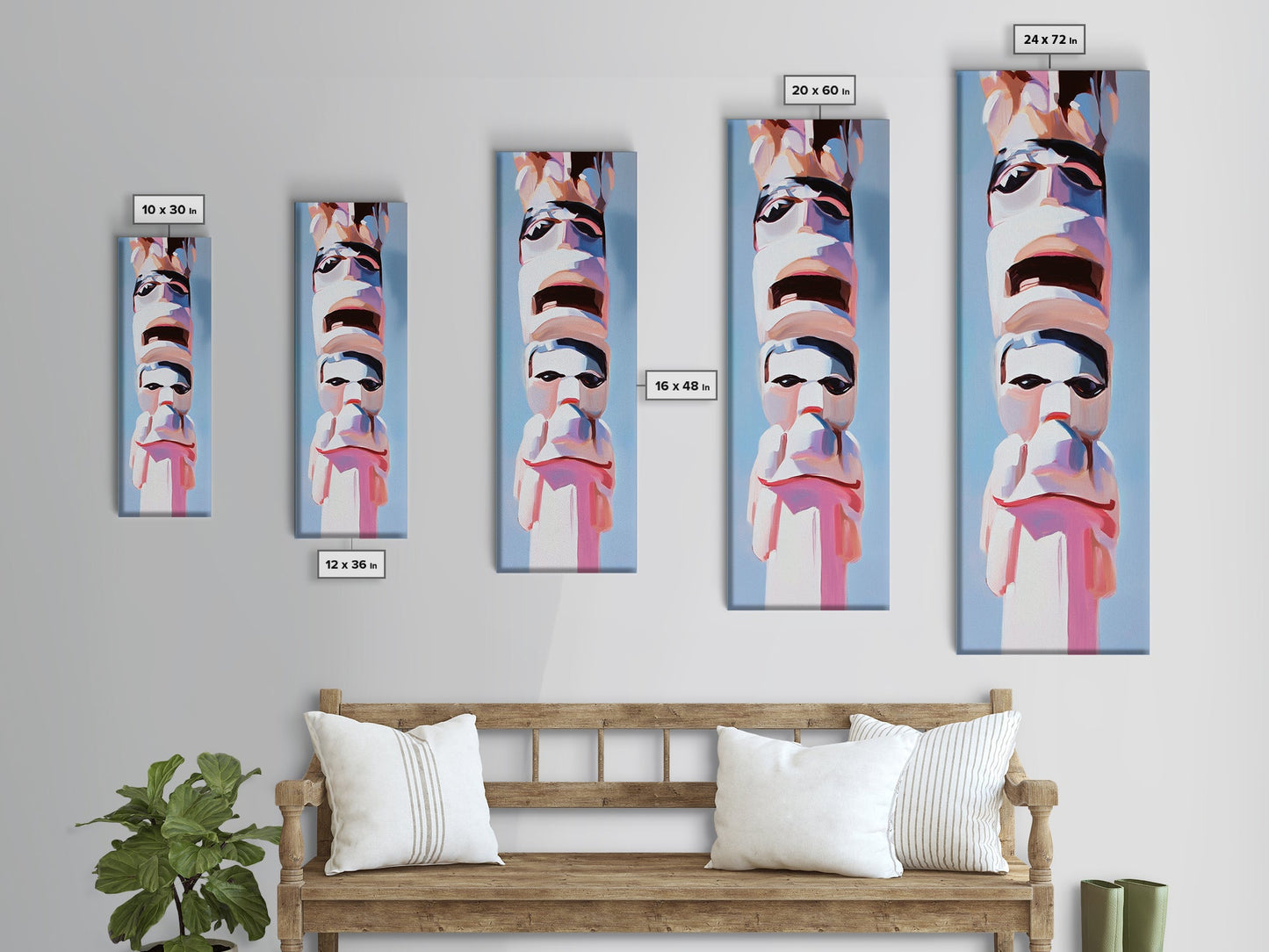 Tribal Totem Pole, Indigenous Art, Abstract Native American Decor, Boho Wall Art, Cultural Artwork, Modern Living Room, Canvas Print