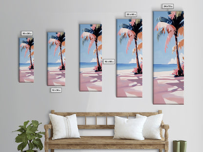 Palm Tree, Coastal Wall Art, Tropical Decor, Canvas Print, Beach House Art, Boho Aesthetic, Island Vibes, Blue and Pink Art, Relaxing Scene
