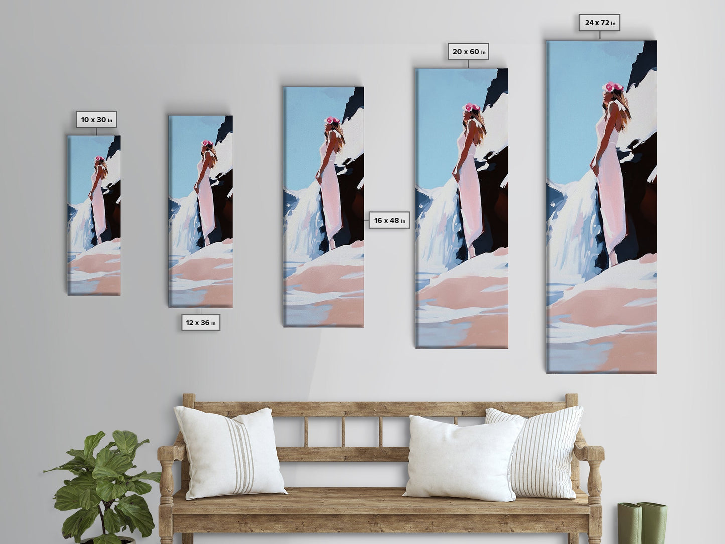 Woman in Nature, Ocean View, Beach Scene, Canvas Print, Romantic Art, Soft Aesthetic, Minimalist Wall Art, Feminine Energy, Serene Mood