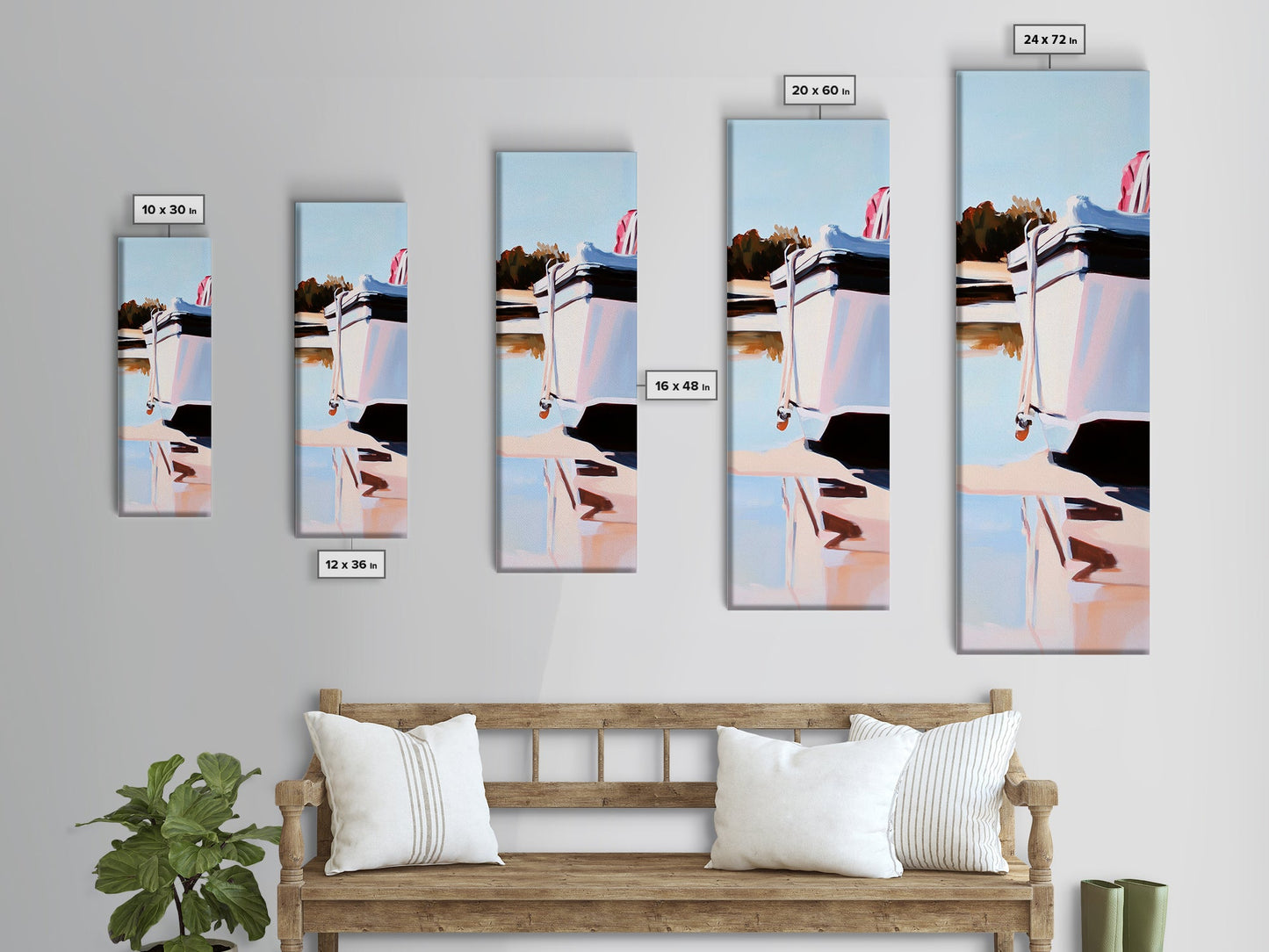 Lakeside Escape, Tranquil Water Scene, Nature Serenity, Framed Canvas Print, Coastal Home Decor, Peaceful Wall Art, Minimalist Art