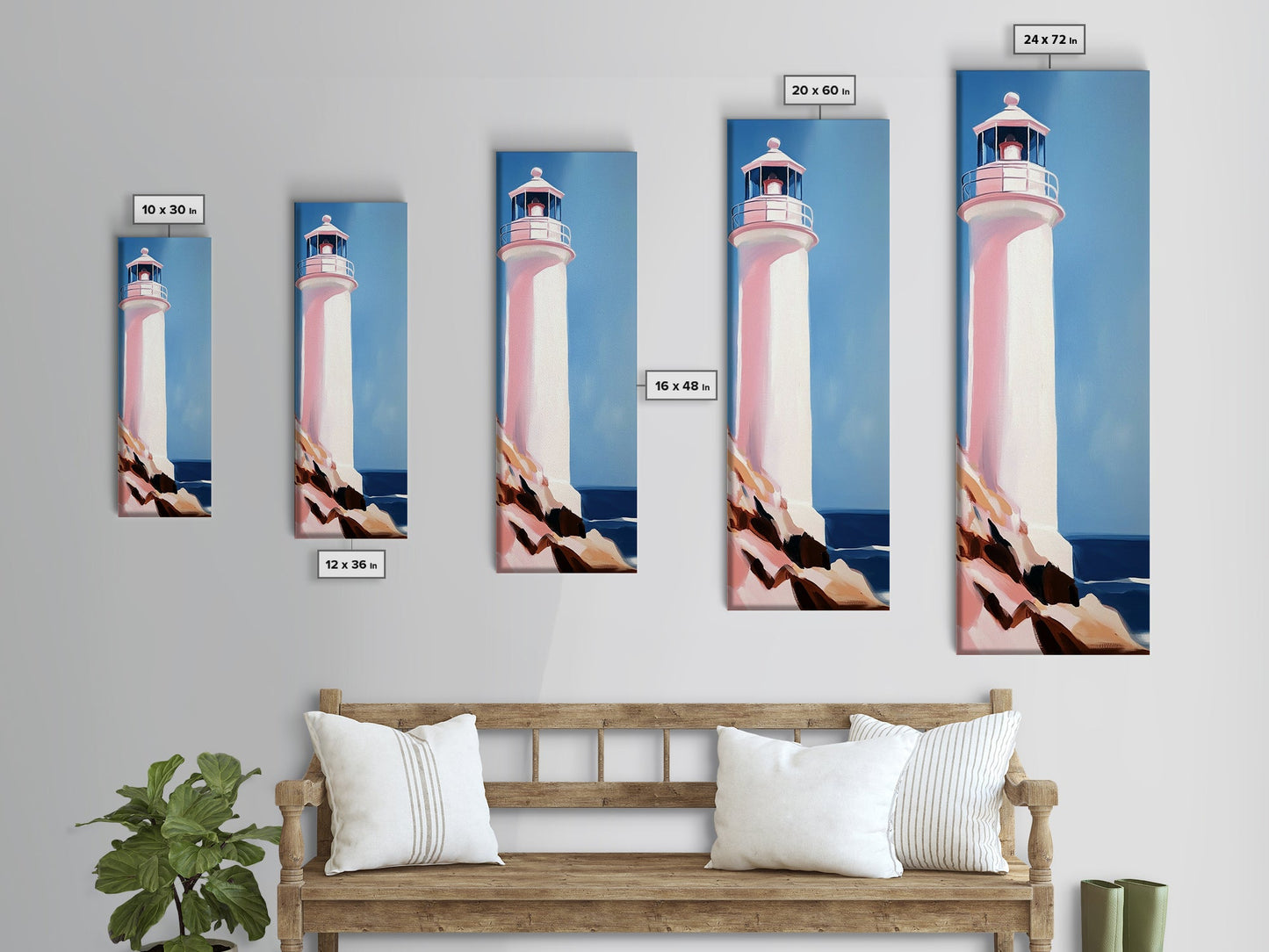 Lighthouse Serenity, Coastal Escape, Ocean Calm, Canvas Print, Nautical Wall Art, Minimalist Decor, Beach House Aesthetic, Office Art
