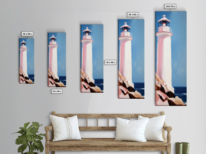 Lighthouse Serenity, Coastal Escape, Ocean Calm, Canvas Print, Nautical Wall Art, Minimalist Decor, Beach House Aesthetic, Office Art