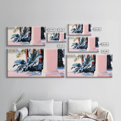 Palm Tree Painting, Coastal Tropical Art, Minimalist Summer Aesthetic, Soft Pastel Beach Decor, Boho Home Wall Art, Canvas Print