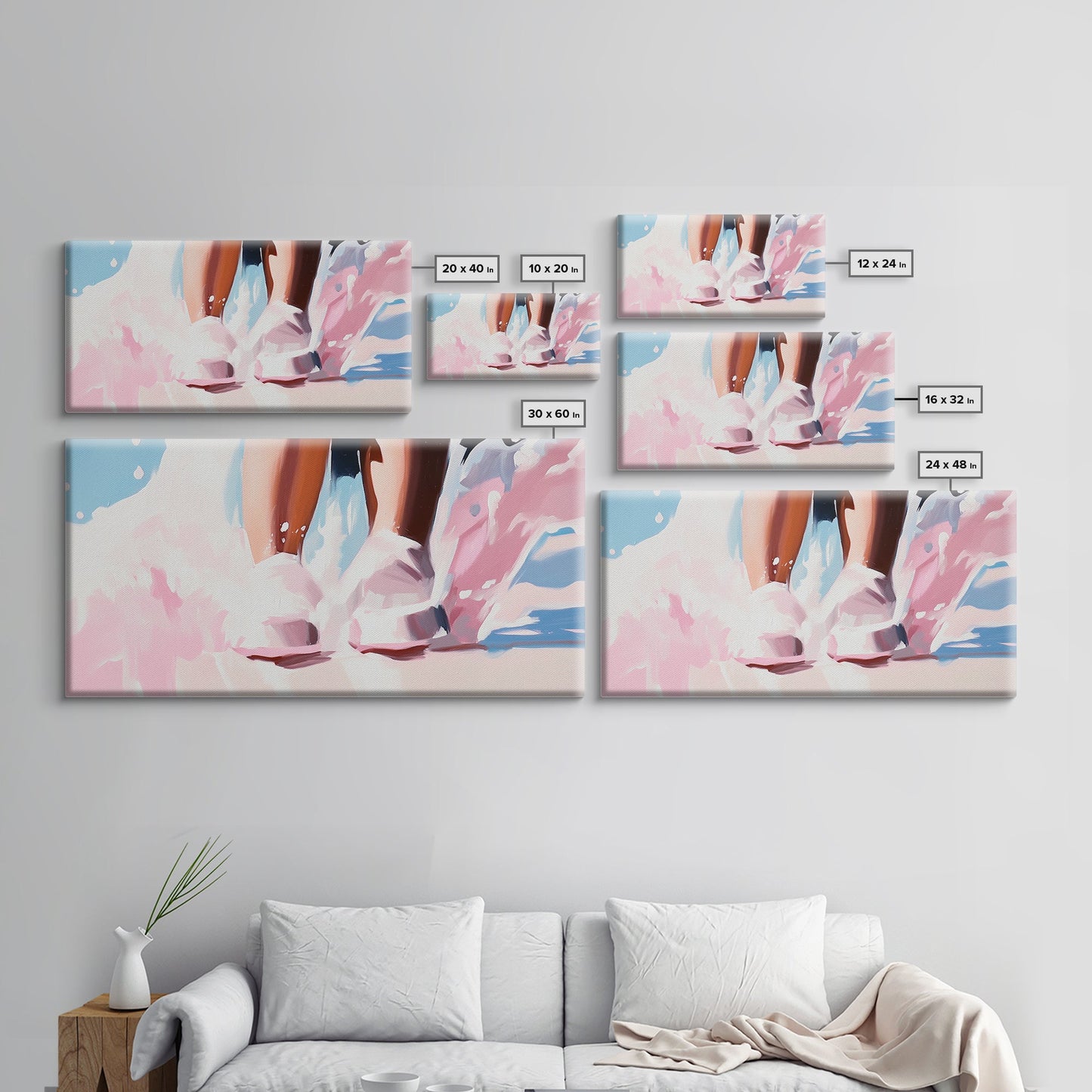 Wasserfüße, Spritzer, Leinwanddruck, Minimalistische Kunst, Verträumte Ästhetik, Ruhige Schlafzimmerdekoration, Moderne Wandkunst, Strandinspiriertes Design