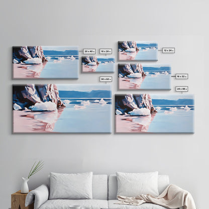 Reflections, Winter Seascape, Arctic Art, Canvas Print, Coastal Wall Decor, Living Room Art, Minimalist Landscape, Nature Painting