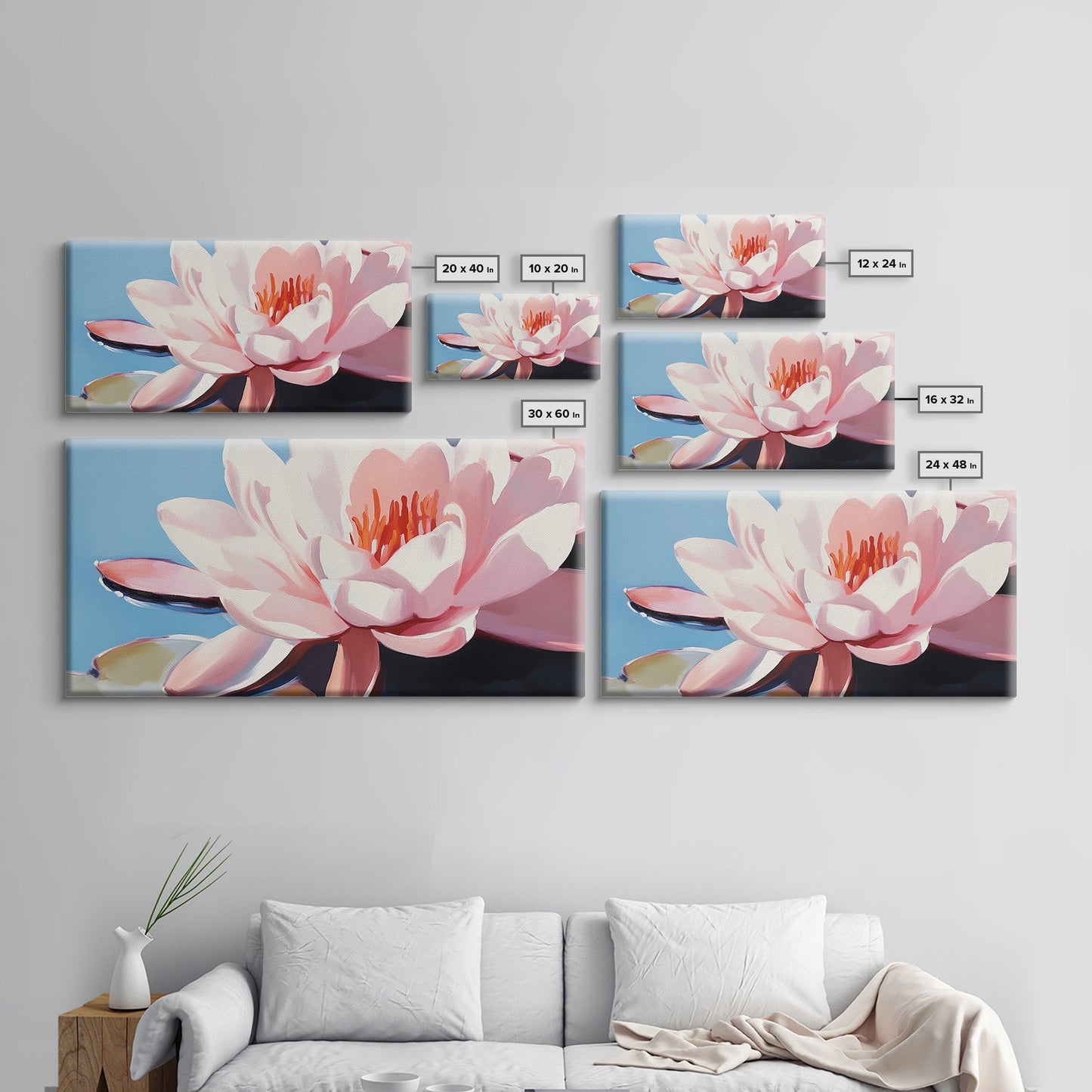 Seerosenblüte, florales Wandbild, Zen-Botanischer Druck, minimalistische Naturdekoration, moderne, ruhige Kunst, Leinwanddruck fürs Badezimmer