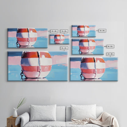 Nautical Buoy Reflection, Coastal Wall Art, Ocean Beach Print, Minimalist Seaside Decor, Modern Nautical Art, Bedroom Framed Canvas Print