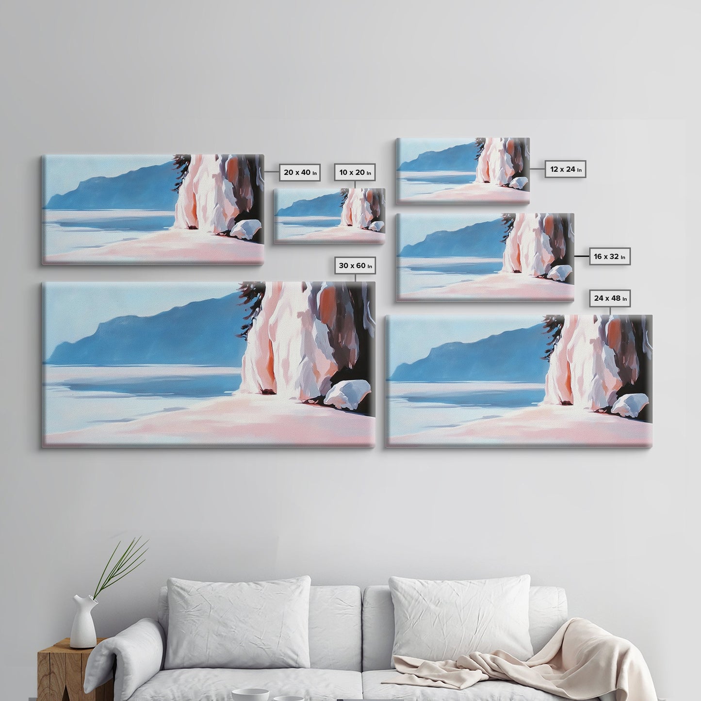 Cliffside Shoreline, Coastal Nature Print, Ocean Landscape Art, Scenic Beach Decor, Nautical Adventure Wall Art, Office Canvas Print