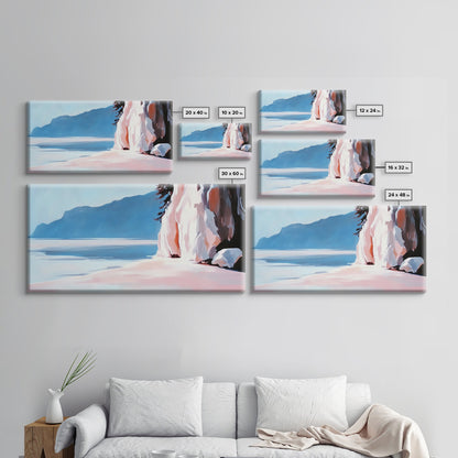 Cliffside Shoreline, Coastal Nature Print, Ocean Landscape Art, Scenic Beach Decor, Nautical Adventure Wall Art, Office Canvas Print