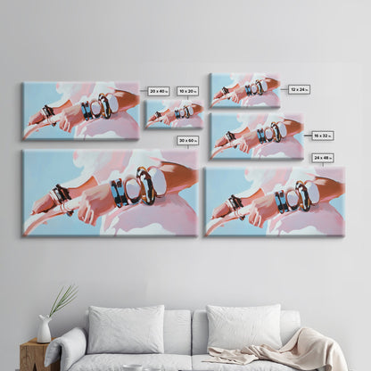 Moderne Mode, auffälliger Schmuck, schicke Kunst, gerahmter Leinwanddruck, zeitgenössische Wandkunst, feminine Dekoration, minimalistische Ästhetik, Schlafzimmerkunst