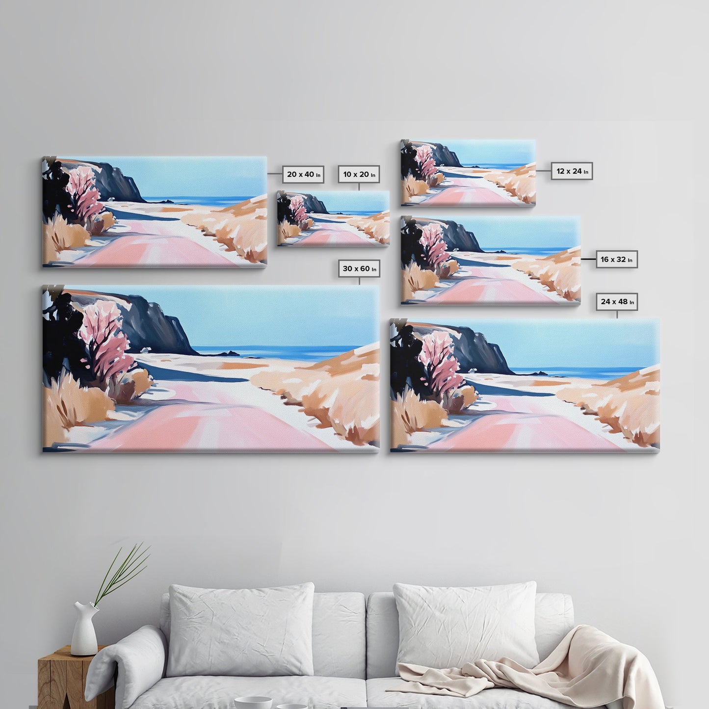 Ocean Road, Coastal Drive, Scenic Beach Art, Framed Canvas Print, Nautical Decor, Minimalist Landscape, Calm Vibes, Living Room Wall Art