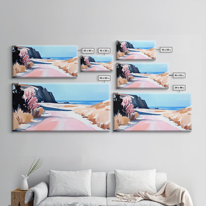 Ocean Road, Coastal Drive, Scenic Beach Art, Framed Canvas Print, Nautical Decor, Minimalist Landscape, Calm Vibes, Living Room Wall Art