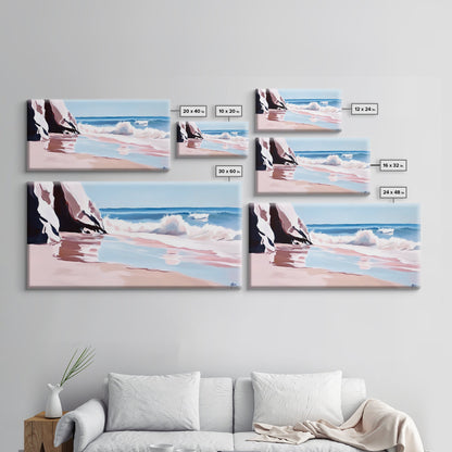 Ocean Waves, Seascape Painting, Beach Aesthetic, Coastal Home Art, Relaxing Seashore, Minimalist Art, Canvas Print, Bathroom Decor