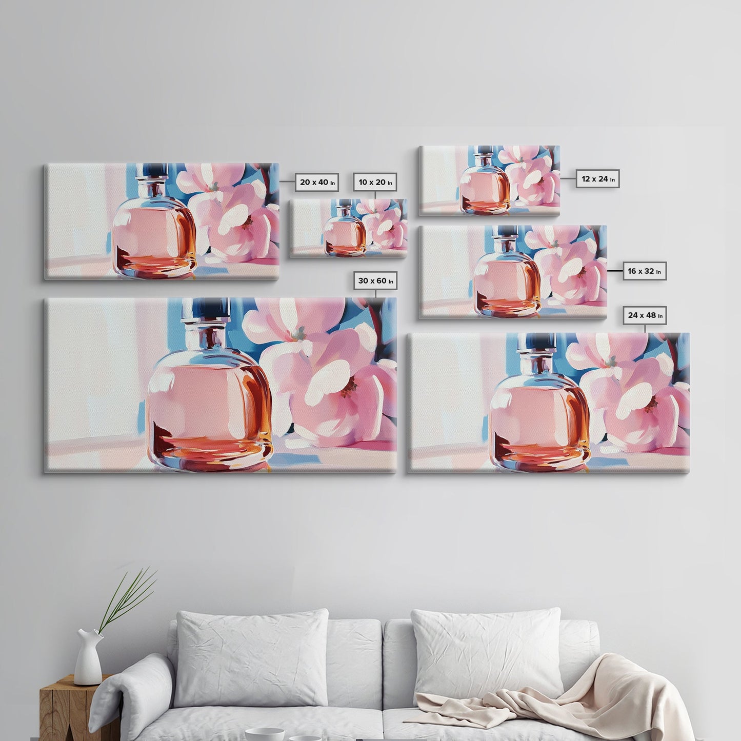 Perfume Bottle, Feminine Art, Chic Wall Decor, Canvas Print, Modern Glam Art, Elegant Painting, Fashion Inspired Art, Dressing Room Art