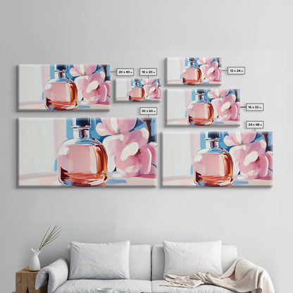 Perfume Bottle, Feminine Art, Chic Wall Decor, Canvas Print, Modern Glam Art, Elegant Painting, Fashion Inspired Art, Dressing Room Art