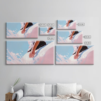 Meeresbrise, surrealer Farbtupfer, Küstenästhetik, moderne Strandkunst, nautische Dekoration, Wandkunst fürs Schlafzimmer, verträumte Pastellkunst, Leinwanddruck