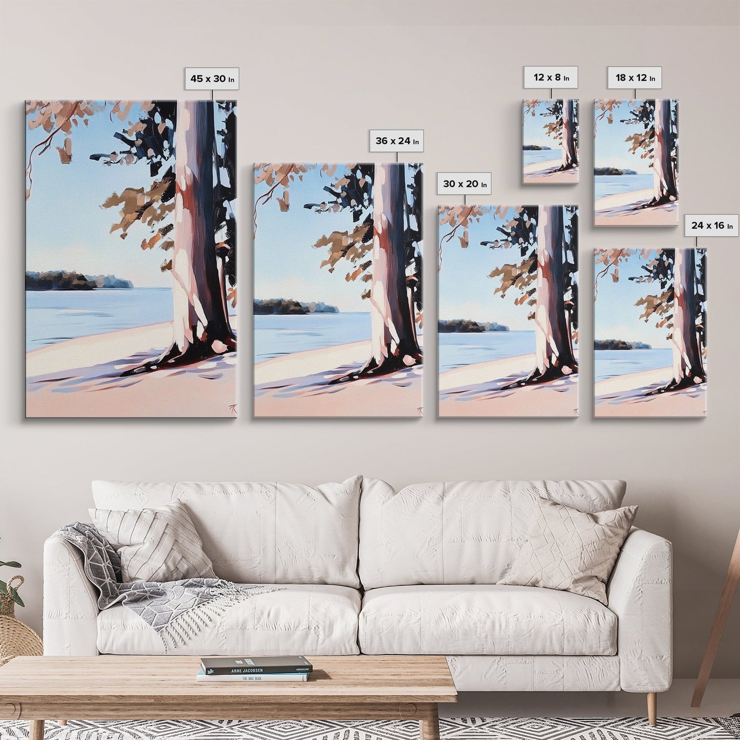 Lakeside Tree, Framed Canvas Print, Nature Wall Art, Serene Landscape, Beach House Decor, Tranquil Painting, Living Room Accent