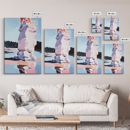 Pink Ice, Abstract, Winter Wall Art, Modern Home Decor, Pastel Landscape, Nature Inspired, Contemporary Art, Framed Canvas Print