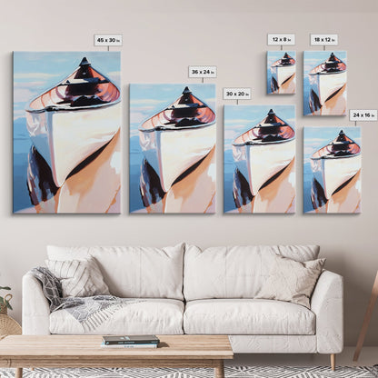 Wooden Boat, Reflection, Nautical Wall Art, Lake House Decor, Modern Impressionism, Blue and White Art, Rustic Style, Framed Canvas Print