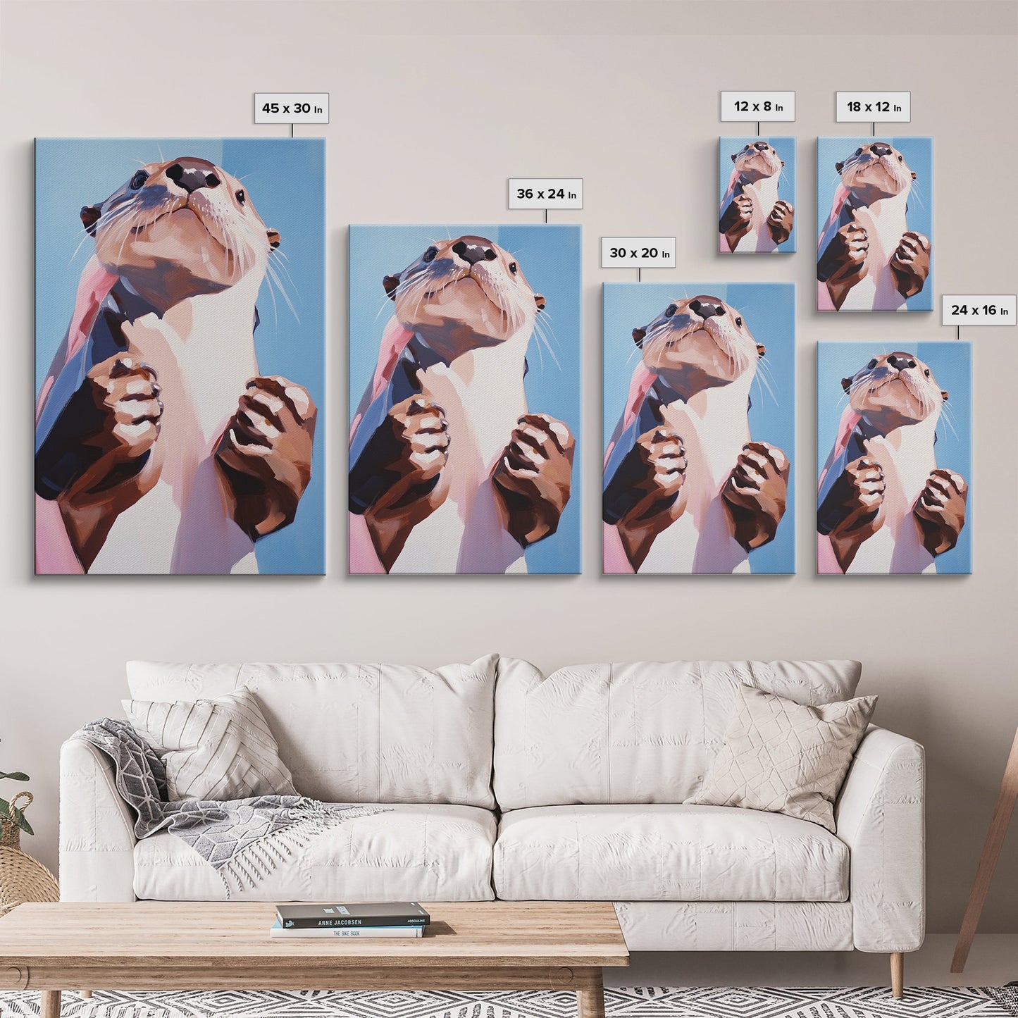 Otter Portrait, Animal Lover Gift, Cute Wildlife Art, Whimsical Decor, Framed Canvas Print, Playful Wall Art, Bedroom Artwork