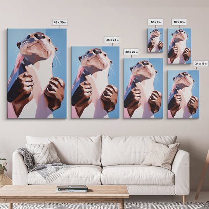 Otter Portrait, Animal Lover Gift, Cute Wildlife Art, Whimsical Decor, Framed Canvas Print, Playful Wall Art, Bedroom Artwork