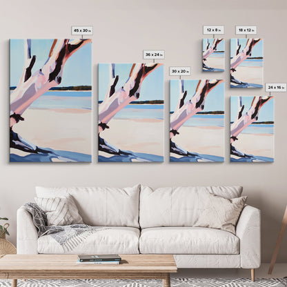 Pink Tree, Abstract Nature, Modern Boho Art, Minimalist Wall Decor, Framed Canvas Print, Living Room Wall Art, Pastel Home Decor