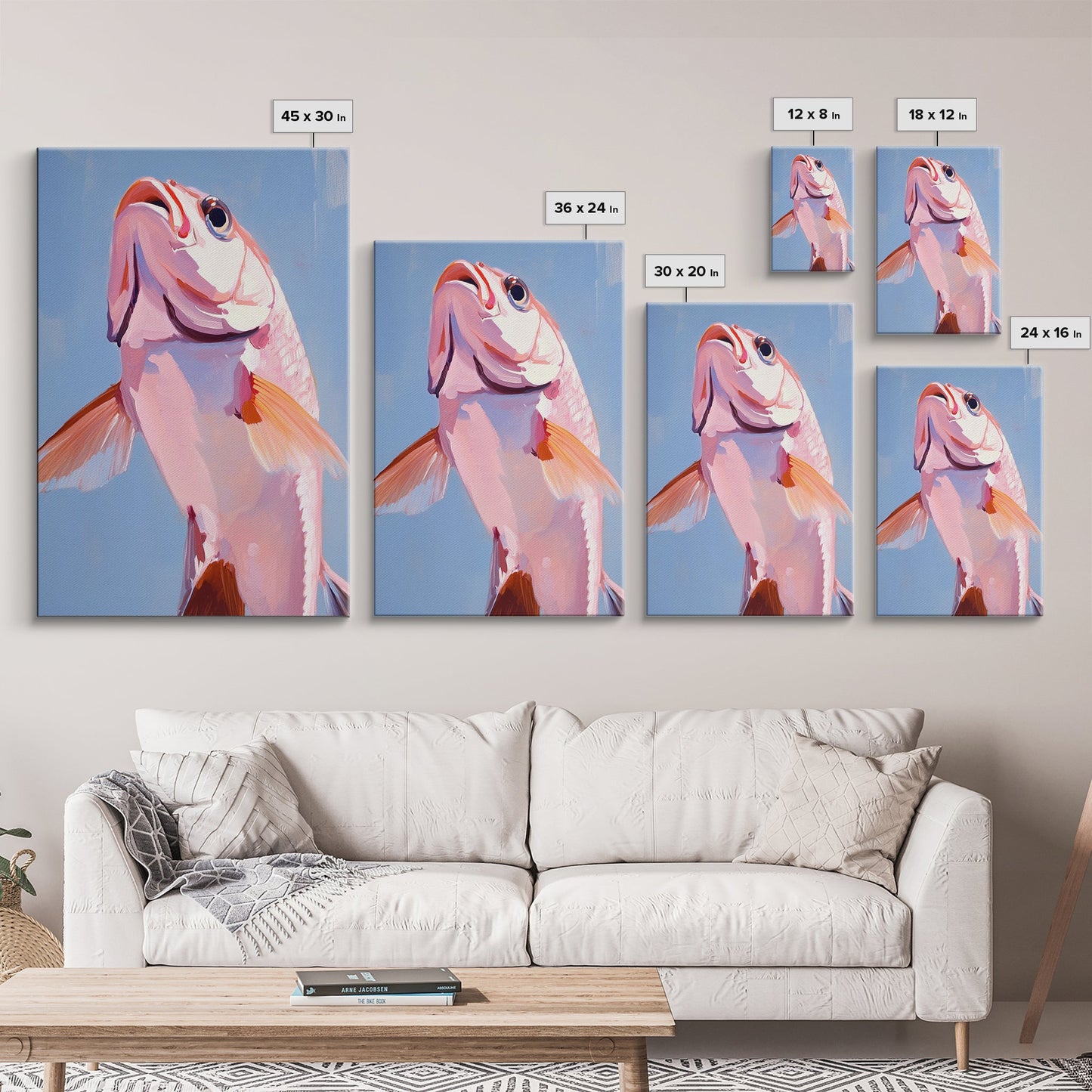 Redfish, Fishing Art, Coastal Decor, Nautical Wall Art, Framed Canvas Print, Beach House Art, Sport Fishing, Ocean Aesthetic