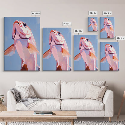 Redfish, Fishing Art, Coastal Decor, Nautical Wall Art, Framed Canvas Print, Beach House Art, Sport Fishing, Ocean Aesthetic