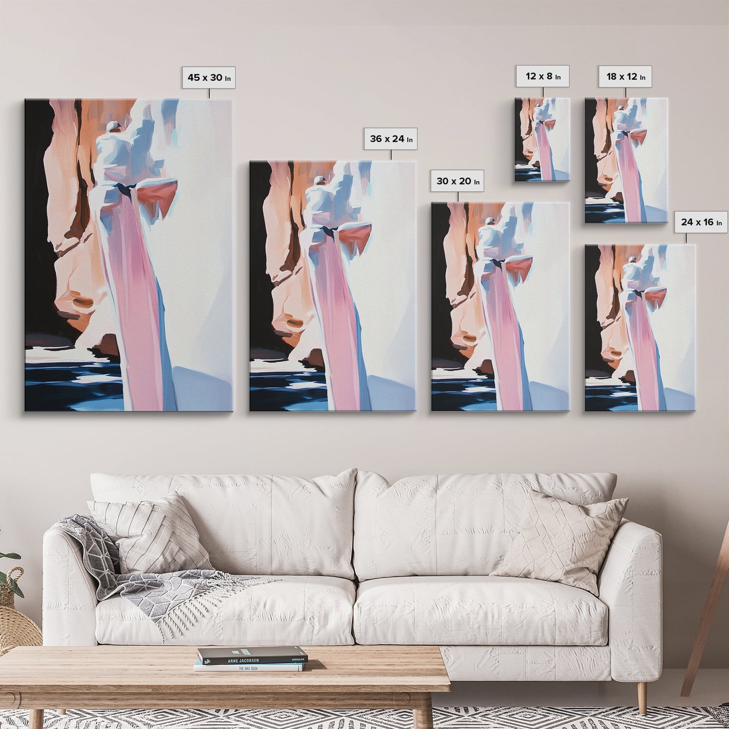 Canyon Serenity, Earthy Landscape, Nature Inspired Art, Warm Neutral Tones, Rustic Minimalist Style, Framed Canvas Print