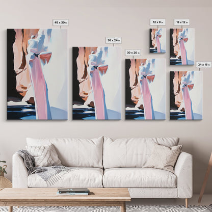 Canyon Serenity, Earthy Landscape, Nature Inspired Art, Warm Neutral Tones, Rustic Minimalist Style, Framed Canvas Print