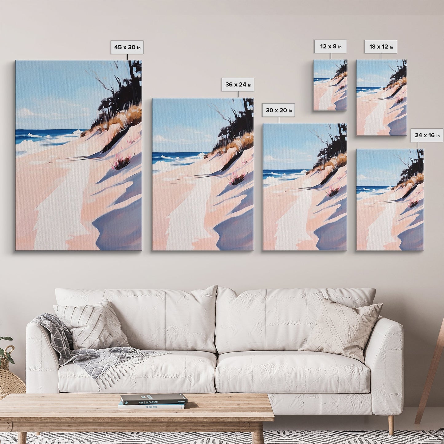 Beach Path, Coastal Art, Modern Seascape, Framed Canvas Print, Ocean Wall Art, Minimalist Beach Painting, Bedroom Wall Decor