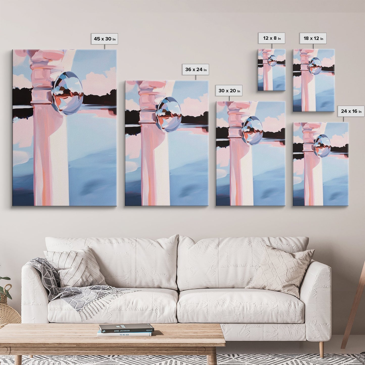 Reflective Sphere, Abstract Art, Minimalist Decor, Modern Aesthetic, Pastel Painting, Contemporary Wall Art, Canvas Print, Office Decor