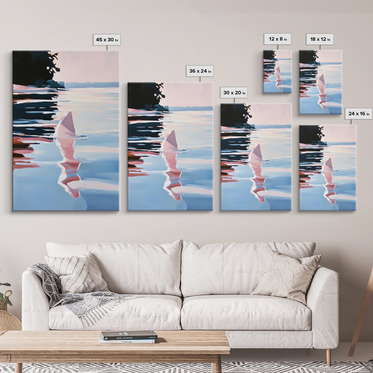 Ocean Reflection, Sunset, Water Art, Framed Canvas Print, Coastal Wall Art, Minimalist Decor, Beach House Art, Modern Seascape