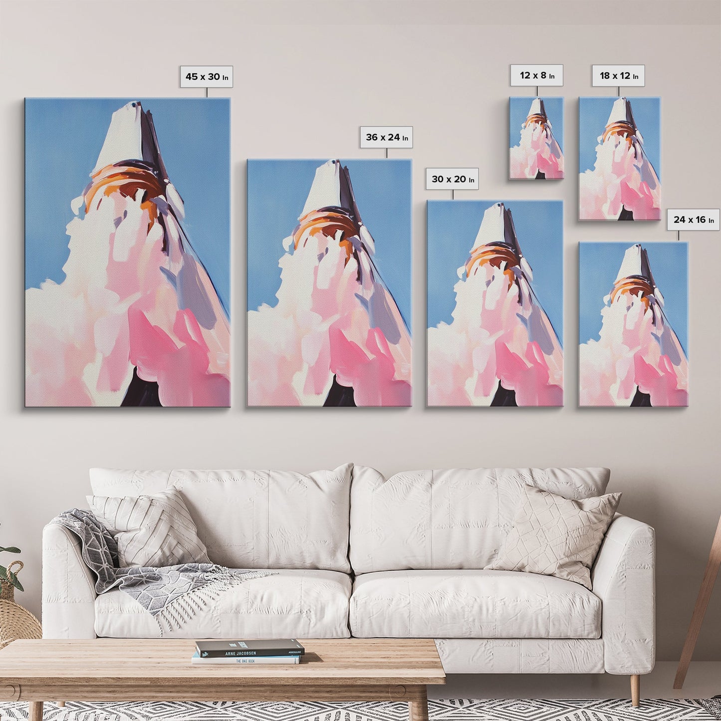 Mountain, Abstract Peak, Modern Landscape, Canvas Print, Blue Wall Art, Minimalist Nature Art, Neutral Wall Decor, Office Wall Art