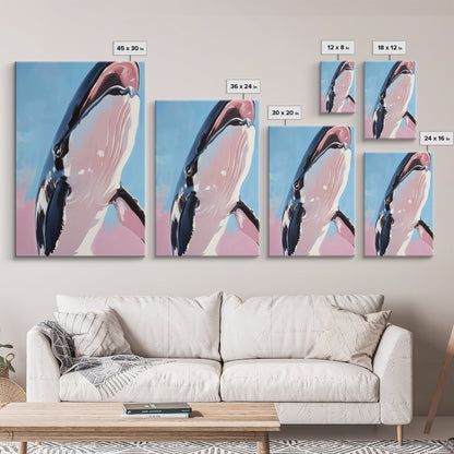 Majestic Whale, Ocean Wonder, Marine Life Art, Contemporary Animal Painting, Coastal Decor, Nautical Wall Art, Framed Canvas Print