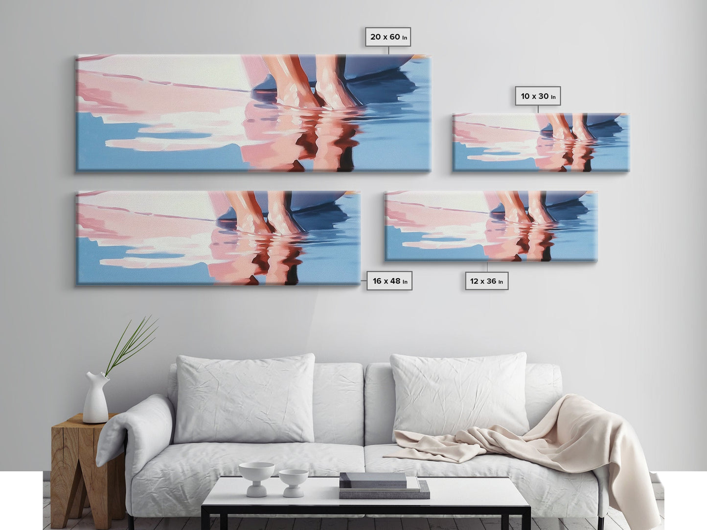 Beach Reflections, Sunset Art, Coastal Wall Decor, Canvas Print, Pastel Seascape, Ocean Painting, Bedroom Wall Art, Beach Art