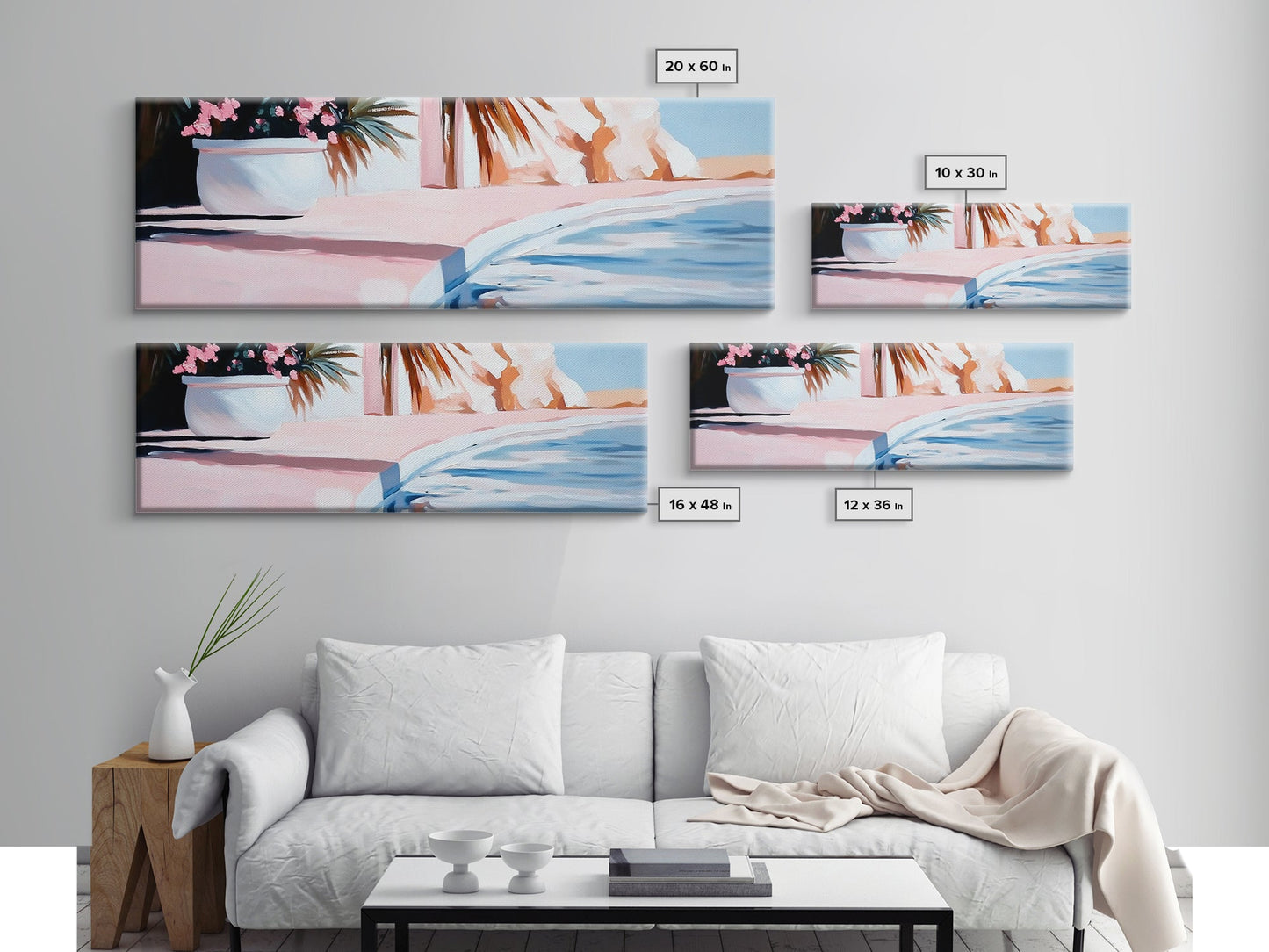 Poolside Bliss, Tropical Vibes, Relaxing Art, Framed Canvas Print, Pink Aesthetic, Coastal Wall Decor, Summer Artwork, Beach Decor