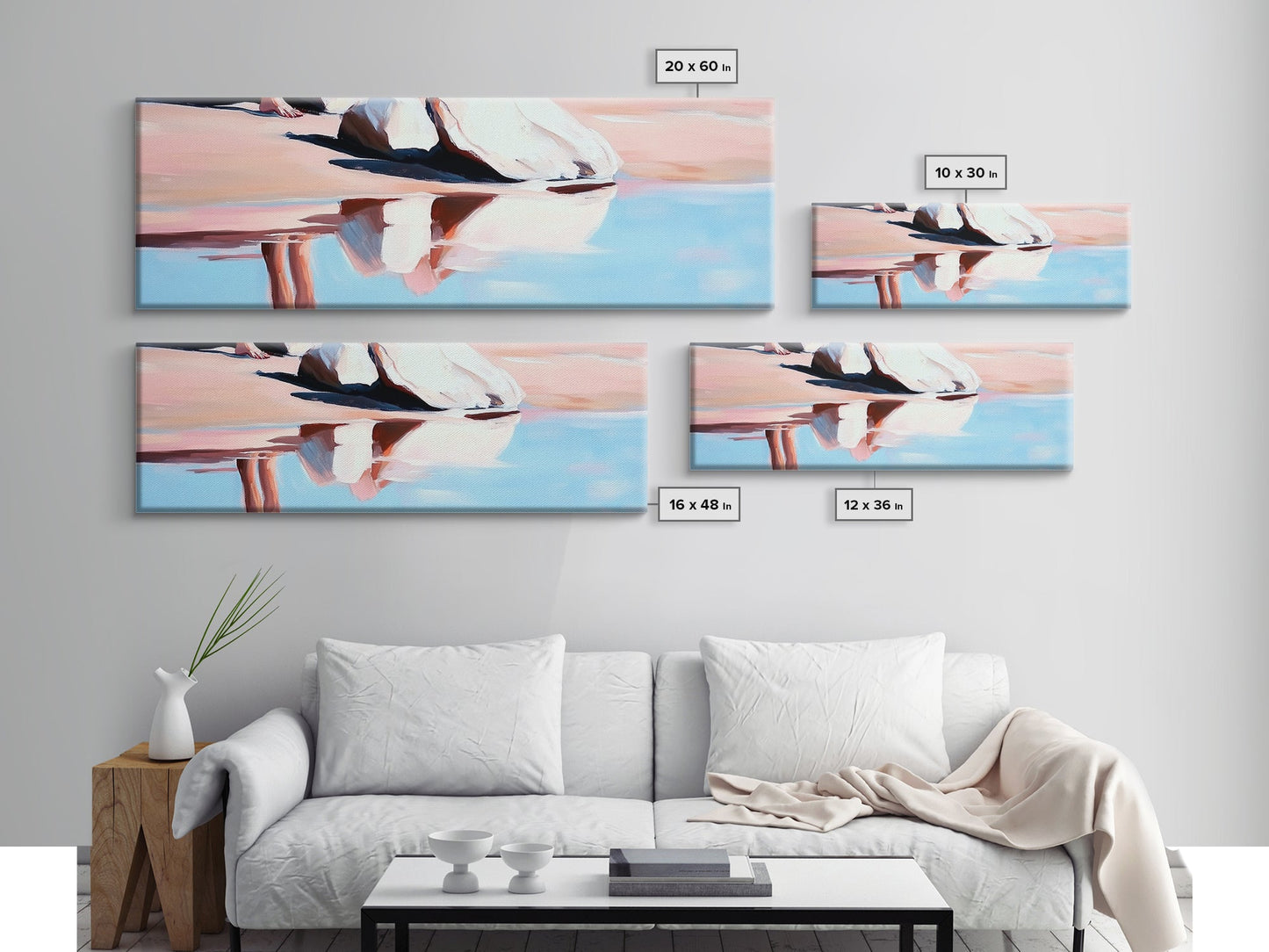 Reflection, Beach Sand, Framed Canvas Print, Coastal Home Decor, Soft Aesthetic, Minimalist Art, Dreamy Seascape, Serene Painting