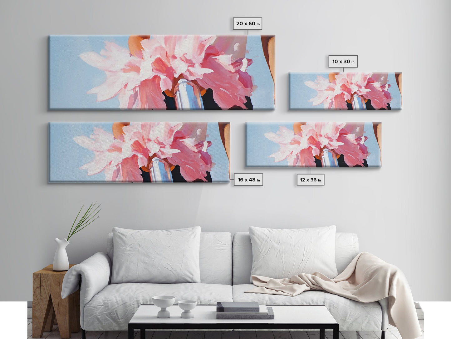 Flower Bicycle, Romantic Aesthetic, Feminine Wall Art, Soft Pastel Painting, Canvas Print, Bedroom Wall Art, French Chic Decor