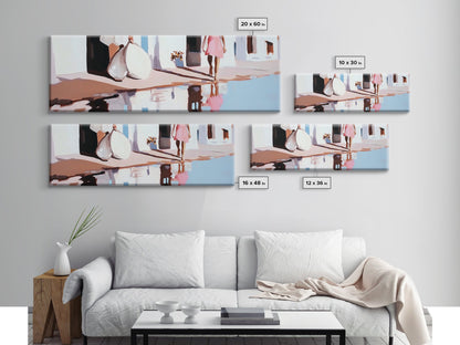 Sunset Reflection, Modern Landscape Art, Beach Vibes, Dreamy Seascape, Framed Canvas Print, Living Room Wall Art, Coastal Home Decor