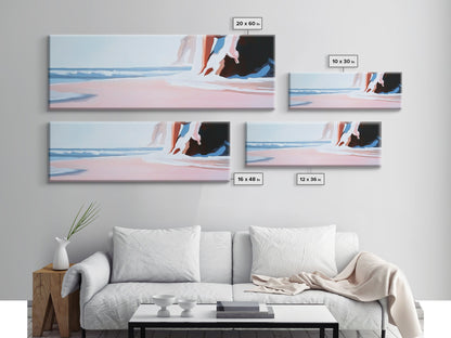 Ocean Waves, Beach Life Art, Tranquil Seascape, Minimalist Coastal Vibe, Framed Canvas Print, Living Room Accent, Serene Blue Decor