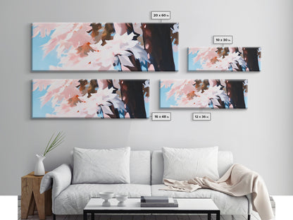 Pink Blossoms, Spring Wall Art, Boho Art, Feminine Aesthetic, Framed Canvas Print, Bedroom Decor, Soft Pastel Art, Nature Painting