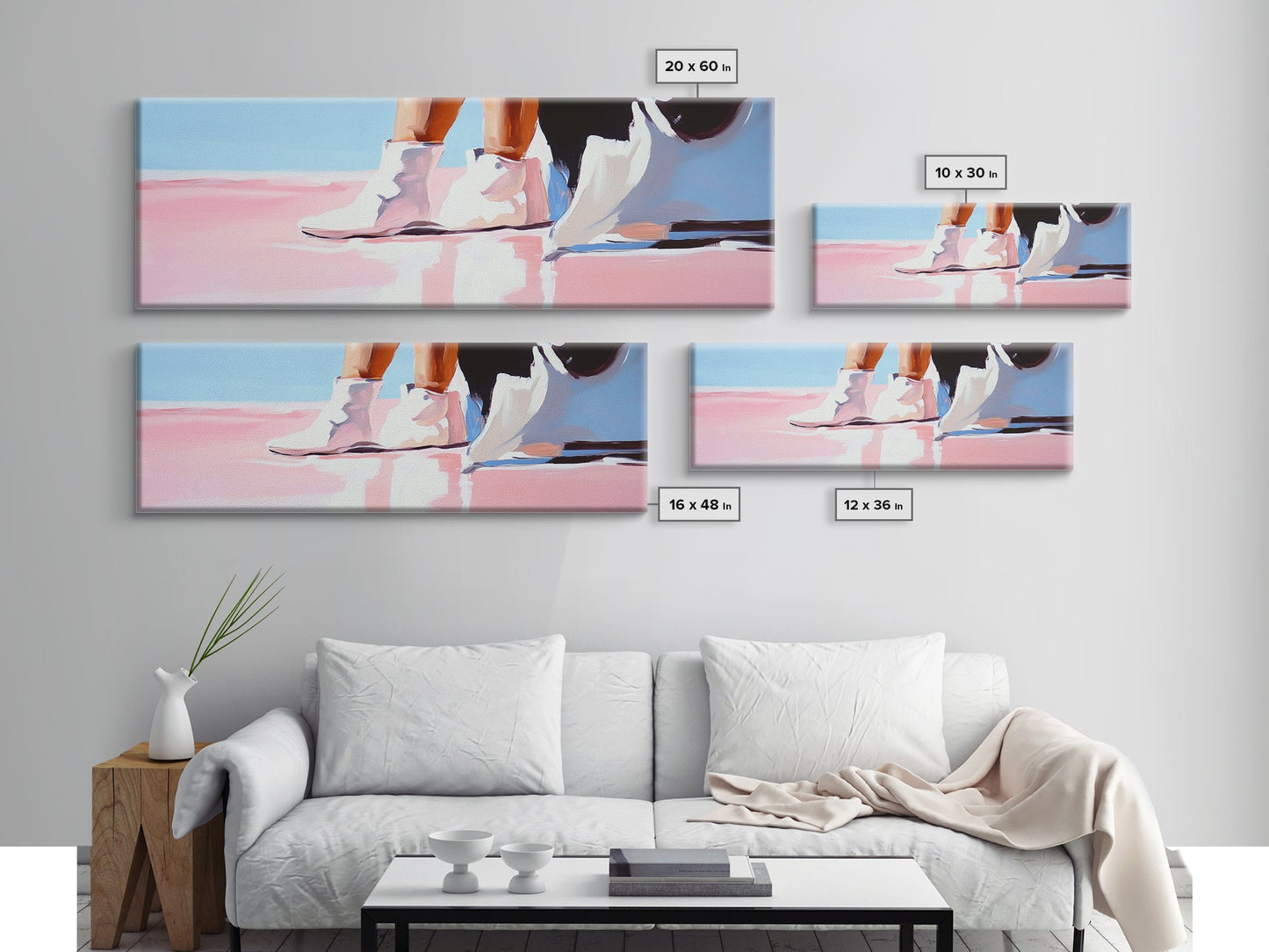 White Boots, Fashion Aesthetic, Modern Chic, Canvas Print, Stylish Wall Art, Minimalist Home Decor, Fashion Illustration, Trendy Artwork