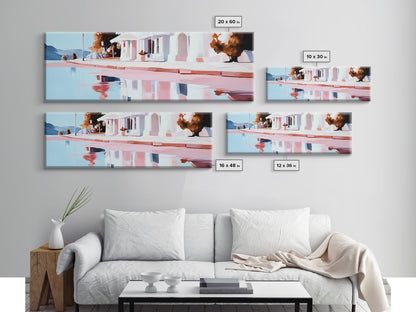 Lakeside House, Reflections, Peaceful Landscape, Canvas Print, Serene Wall Art, Modern Home Decor, Minimalist Artwork, Living Room Accent