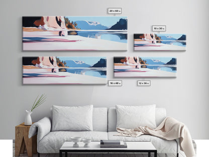 Lake Reflection, Serene Nature, Framed Canvas Print, Minimalist Wall Art, Living Room Decor, Blue Tones, Tranquil Home Aesthetic