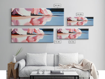 Flowing Pink Fabric, Water Reflection, Feminine Aesthetic, Framed Canvas Print, Romantic Wall Art, Soft Color Palette, Elegant Home Decor